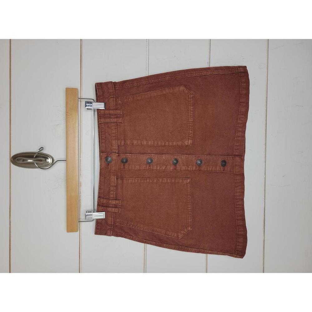 American Eagle Outfitters Rust Brown Button-Front A-Line Skirt
